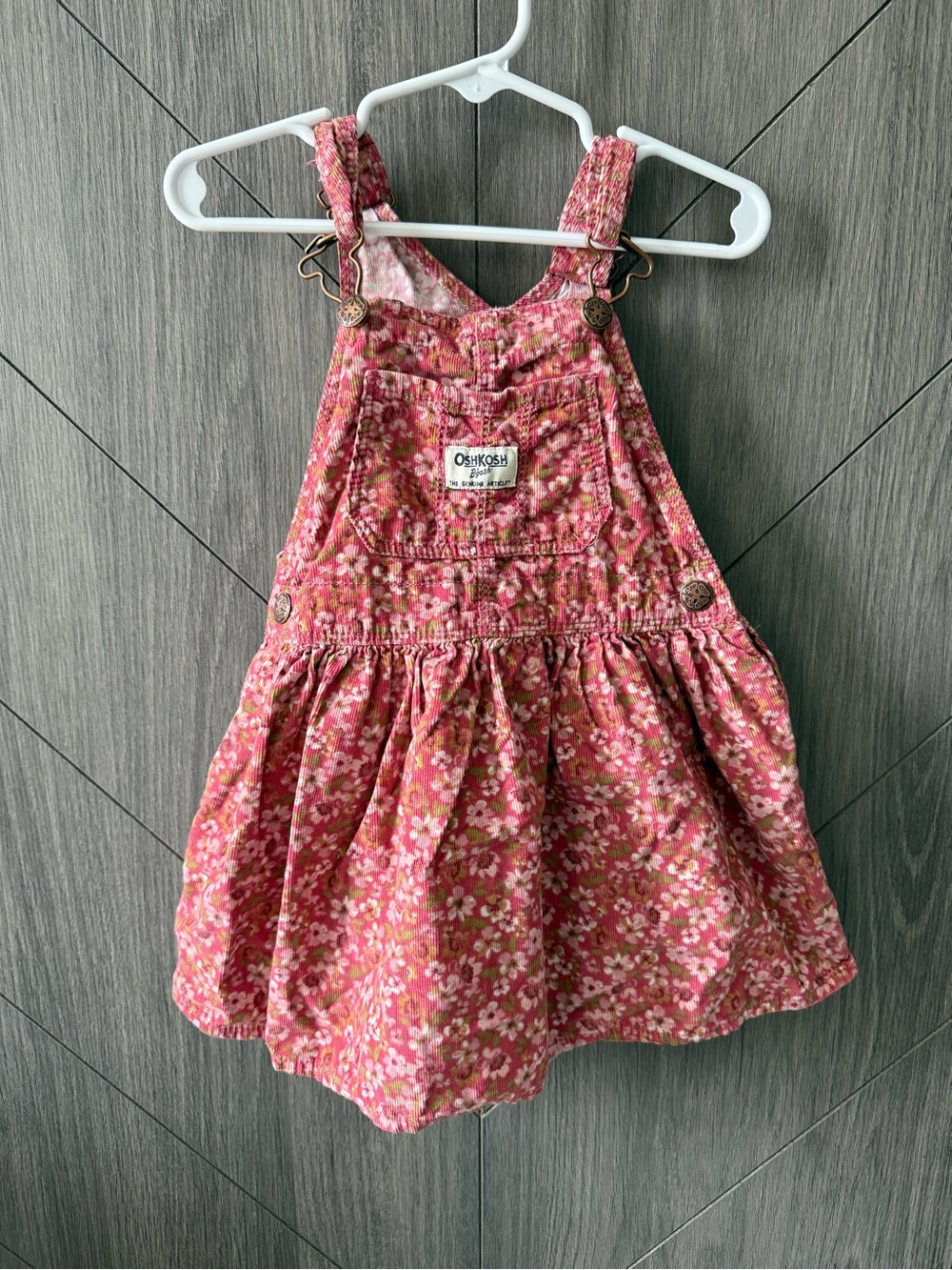 OshKosh B’gosh Pink Corduroy Floral Overall Dress